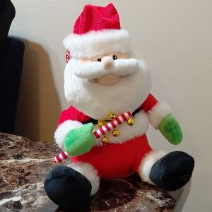 Cuddle Barn 11" Jingling Santa Clause Christmas Plush Toy Sings Jingle Bell Rock